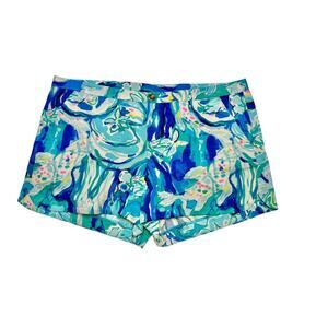 Lilly Pulitzer Adie Brilliant Blue Aquatic Garden Floral Shorts 12 Cottagecore‎